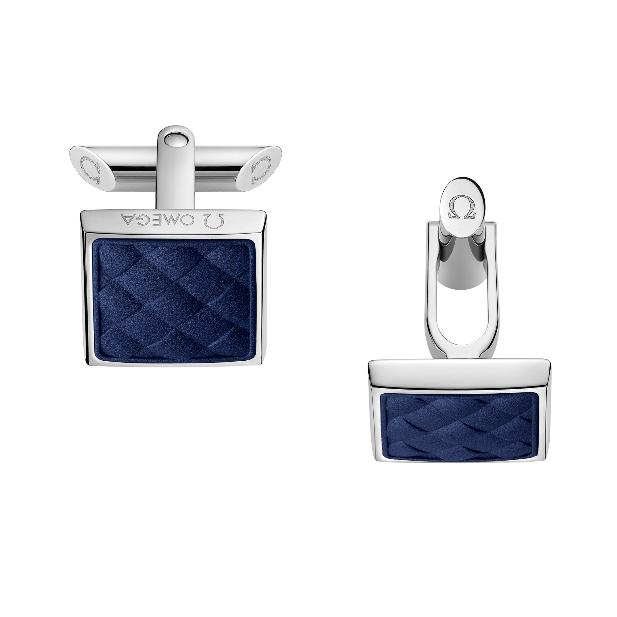 欧米茄Aqua系列 袖扣, 海军蓝色橡胶, 精钢 - C92STA0509005