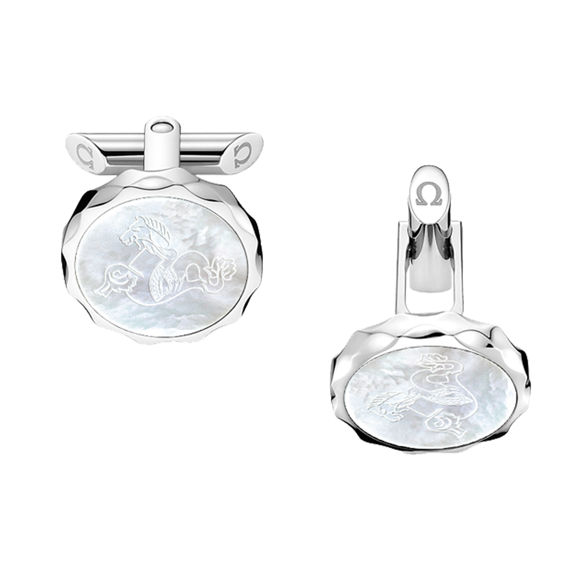 欧米茄Aqua系列 袖扣, 珍珠贝母, 精钢 - C93STA0504205