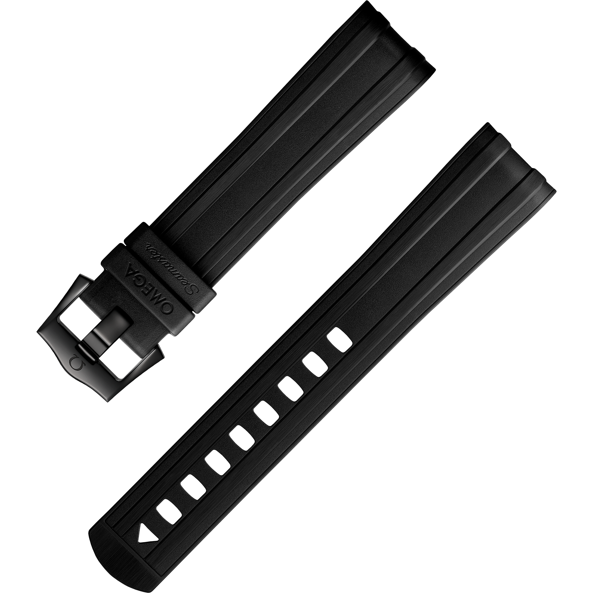 两件式表带 - 黑色橡胶表带，搭配针扣，适用于海马系列300米潜水表 - 032CVZ010126W