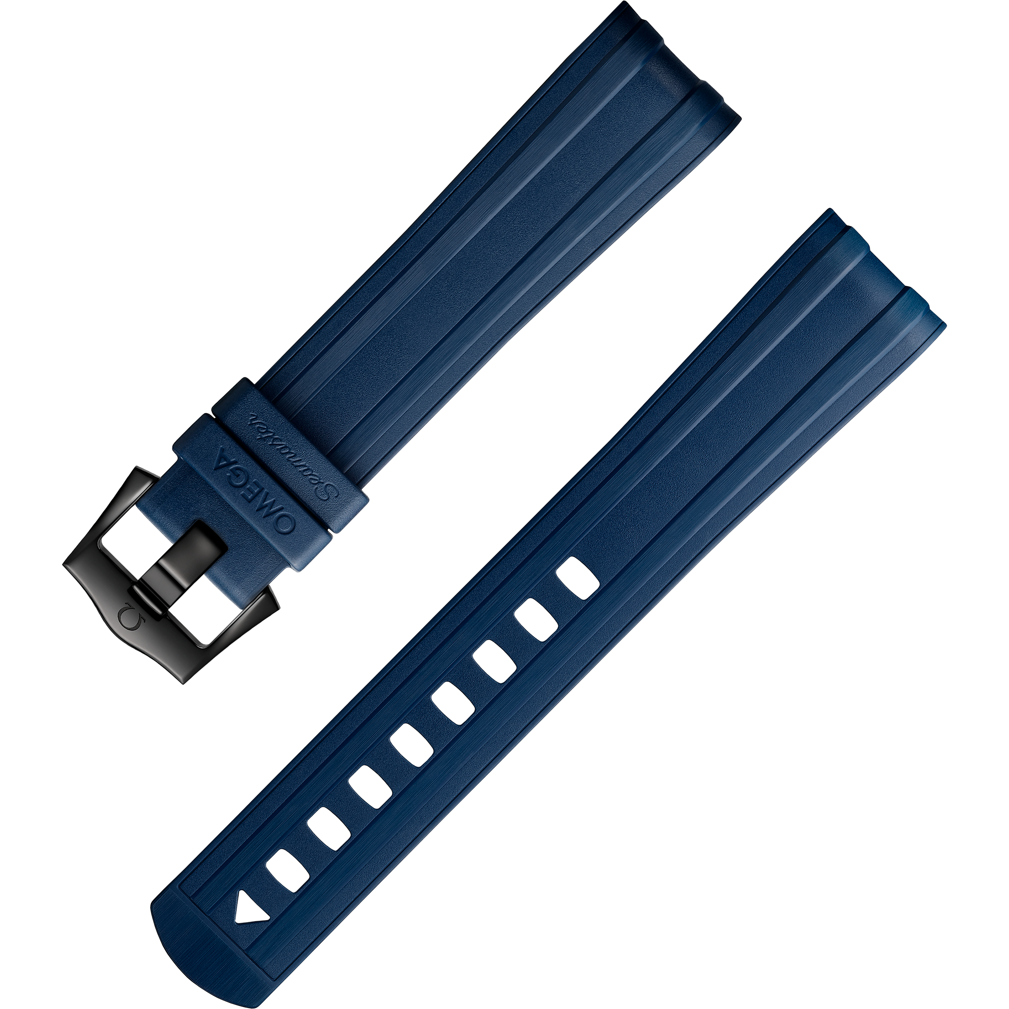 两件式表带 - 蓝色橡胶表带，搭配针扣，适用于海马系列300米潜水表 - 032CVZ010127W
