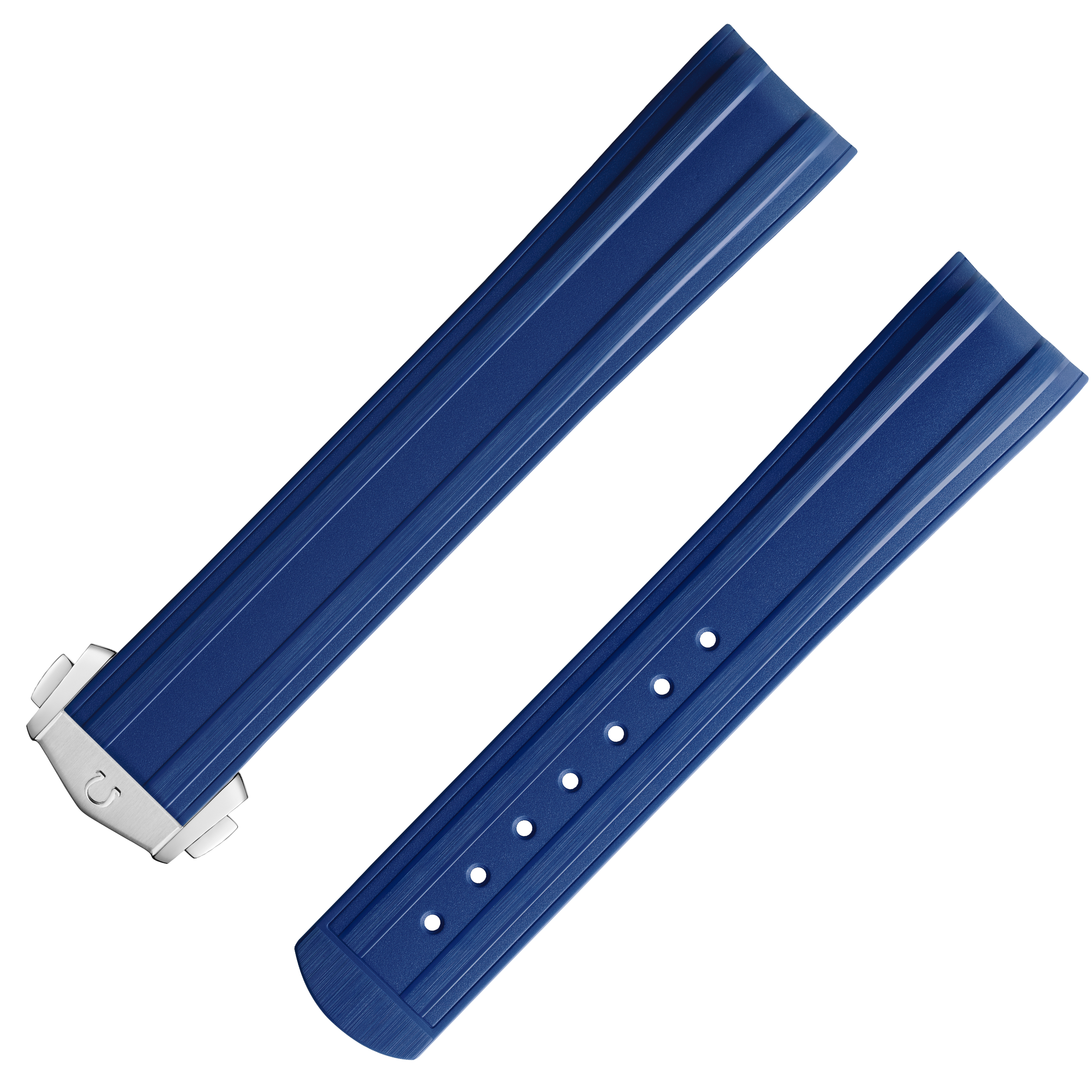 两件式表带 - 蓝色橡胶表带，搭配折叠表扣，适用于海马系列300米潜水表 - 032Z019019
