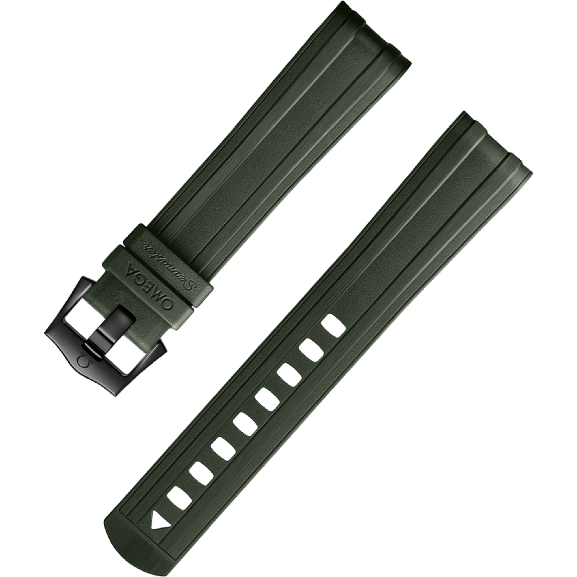 两件式表带 - 绿色橡胶表带，搭配针扣，适用于海马系列300米潜水表 - 032Z017210