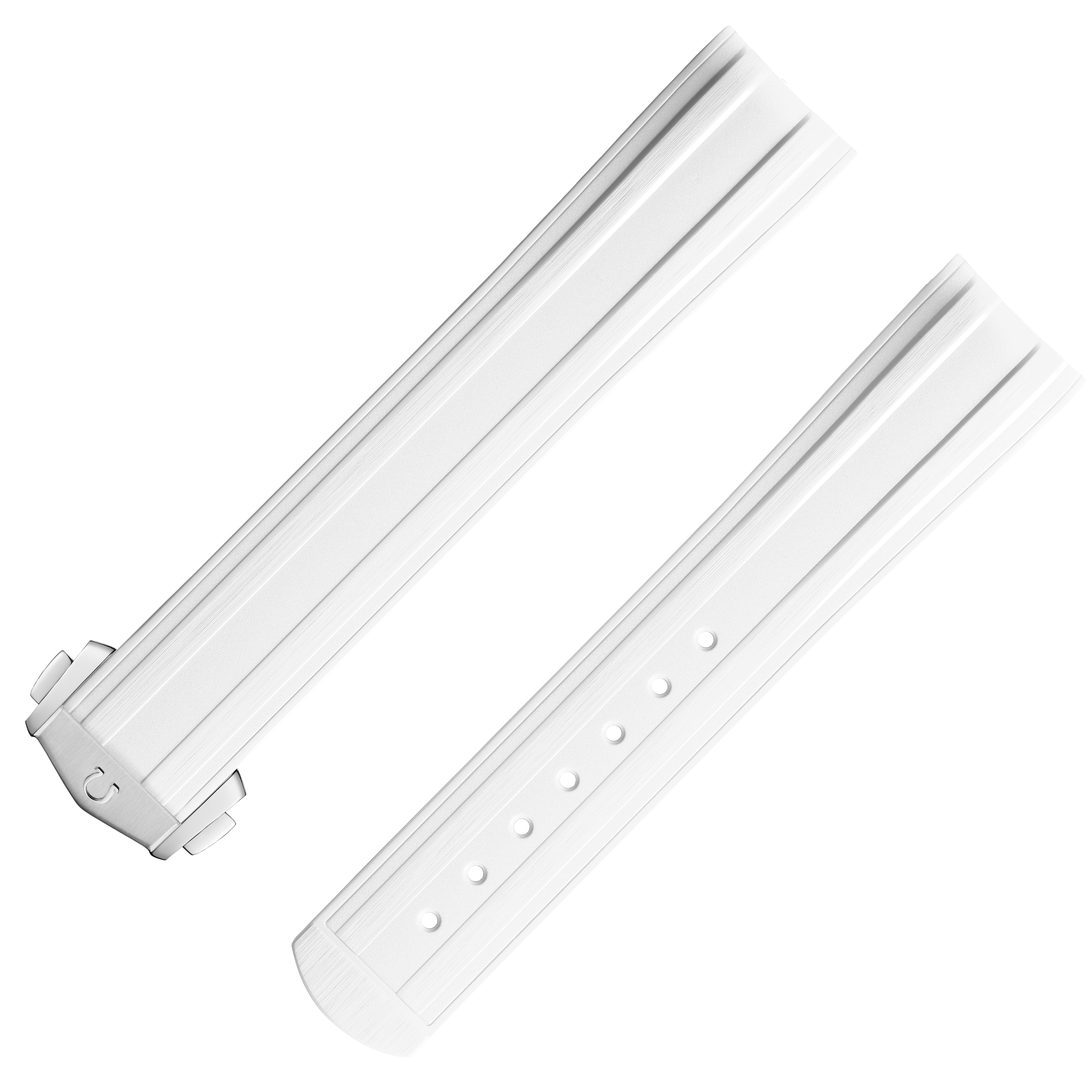 两件式表带 - 白色橡胶表带，搭配折叠表扣，适用于海马系列300米潜水表 - 032Z019020W